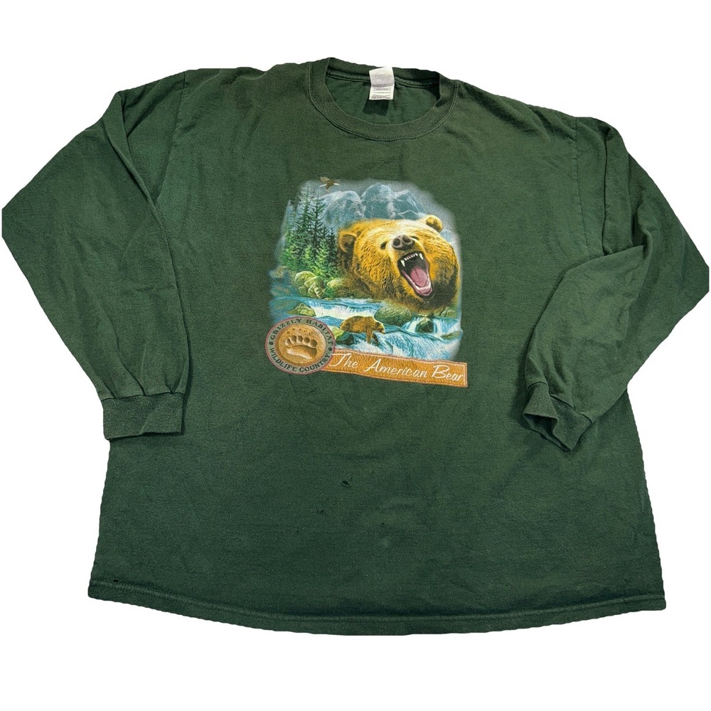 Vintage Delta Magnum Weight Grizzly Bear Graphic Shirt XL Long Sleeve